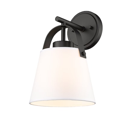 Z-Lite Z-Studio Wall Sconce, 1-Light, 8 In.W x 8.75 In.L x 12.75 In.H, Matte Black/Ivory 743-1S-MB